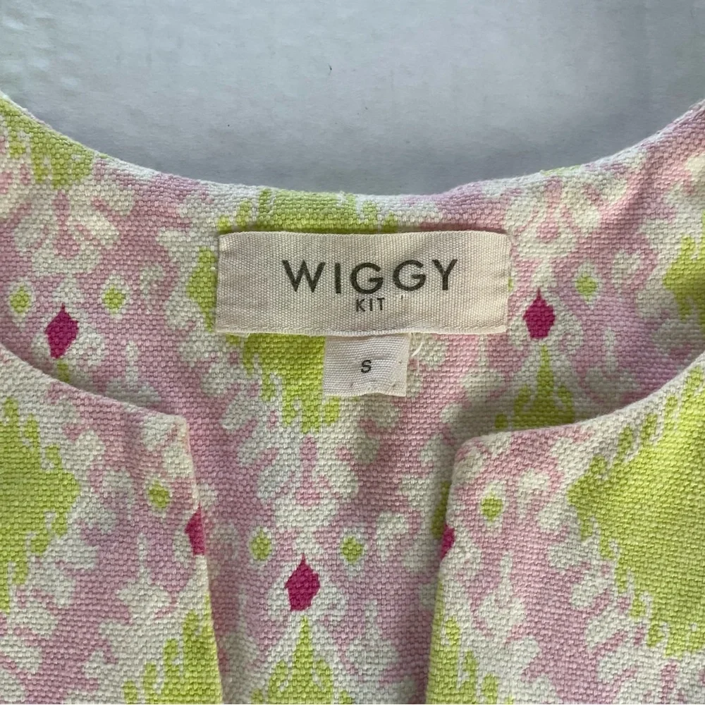 Wiggy Kit Pink Green Geometric‎ Mini Dress Sleeveless Size Small